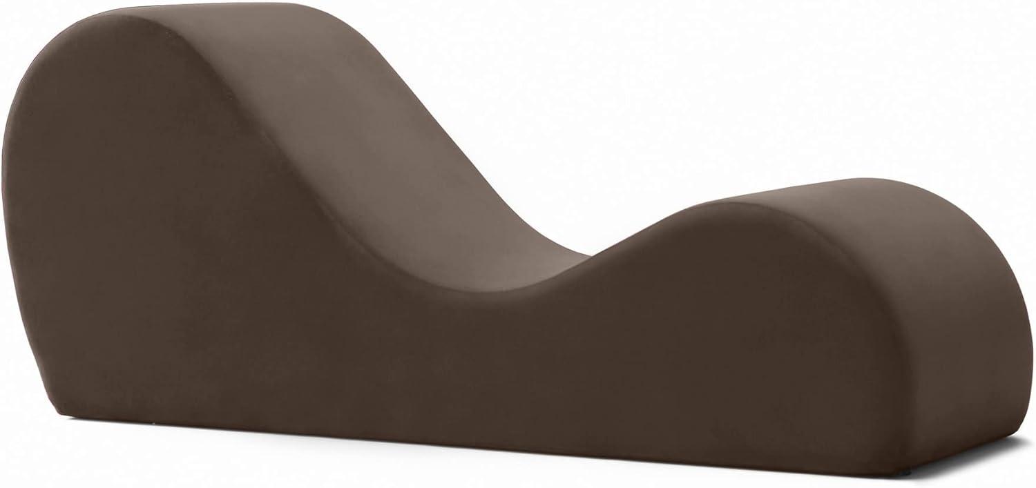 Avana Chic Brown Velvet Yoga Chaise Lounge, 60" Modern Relaxation Chair