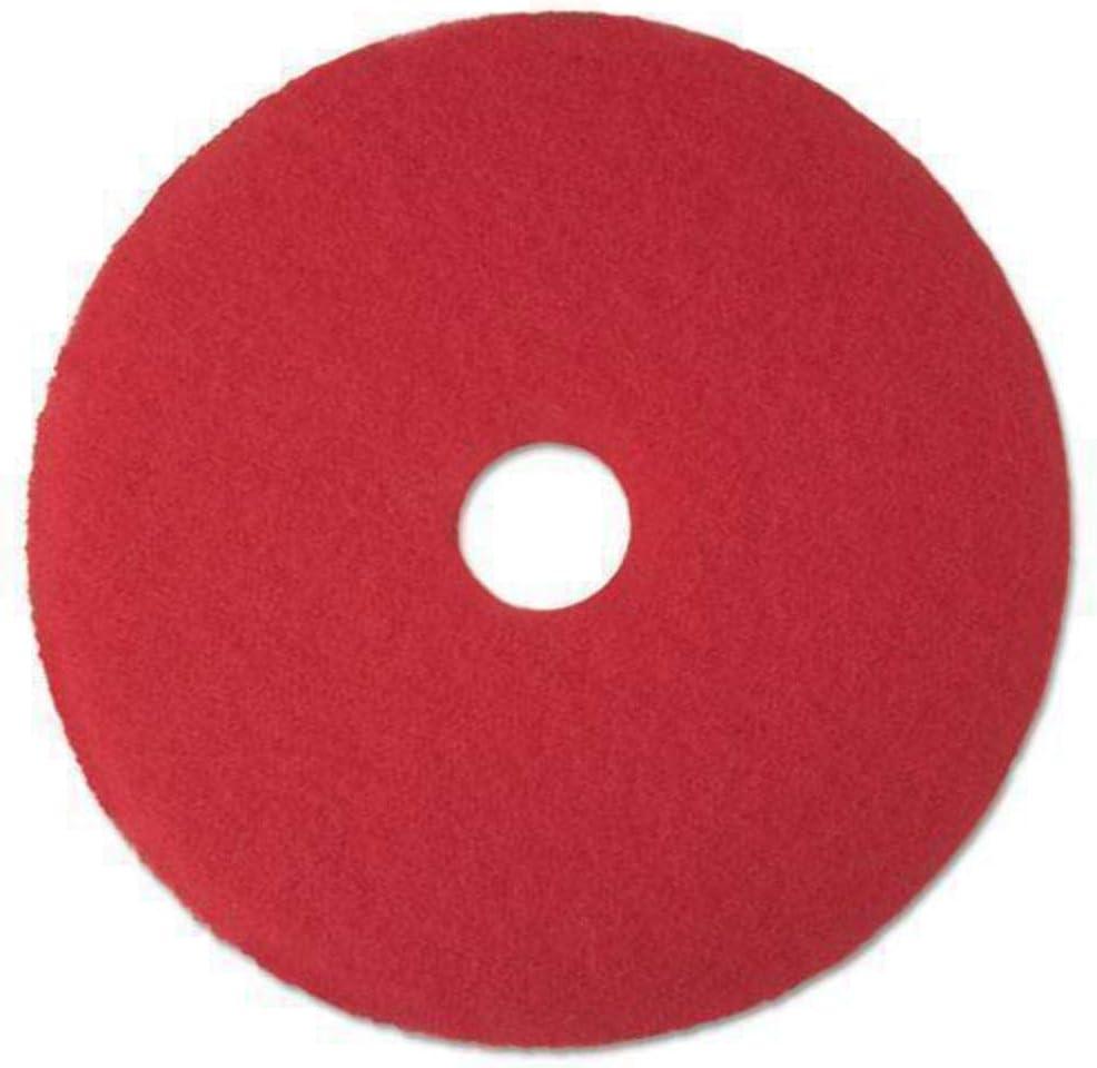 12-Inch Red Low-Speed Buffer Floor Pads, Pack of 5