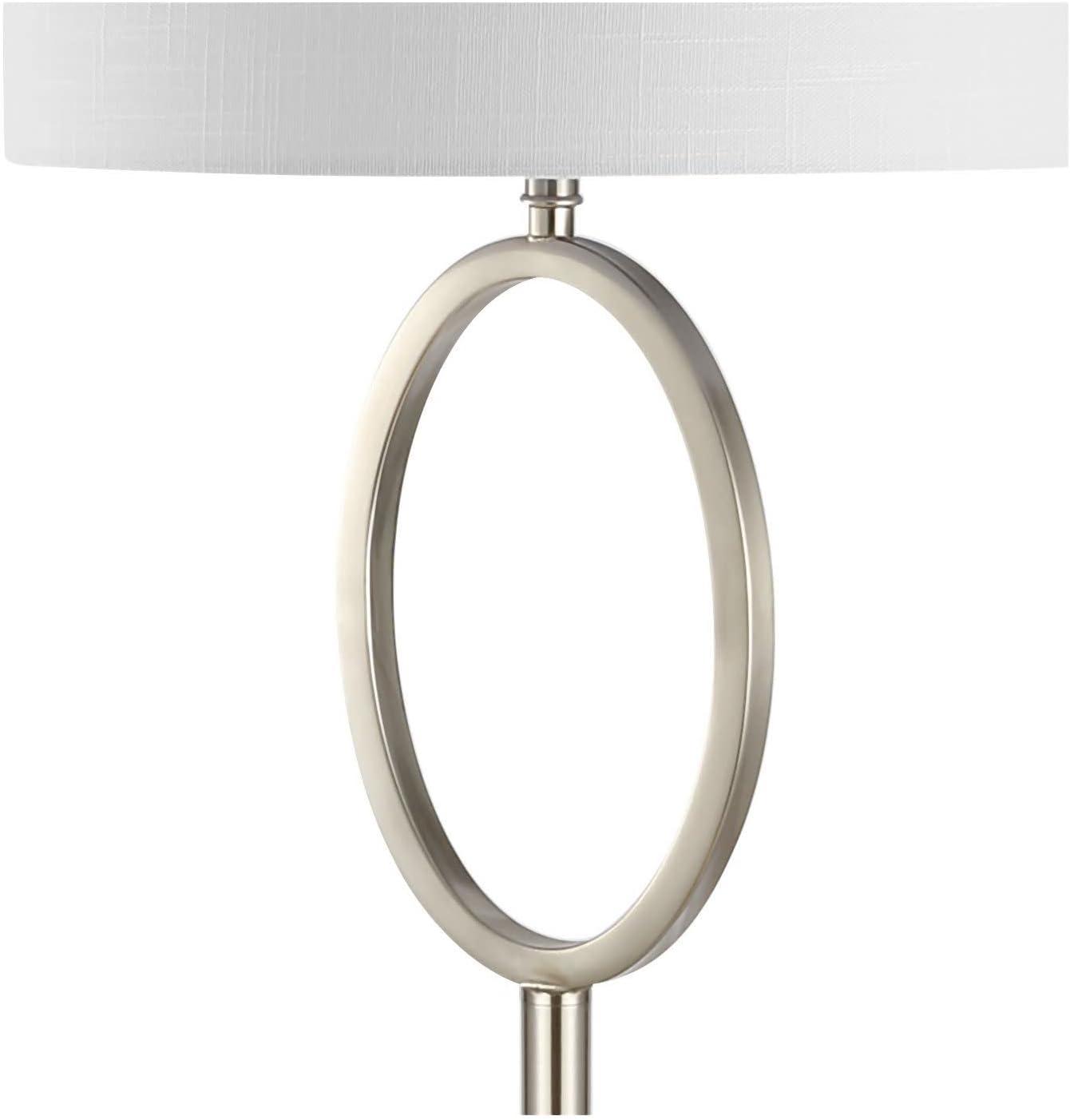 April Elegance 61" Nickel Metal LED Floor Lamp with White Linen Shade