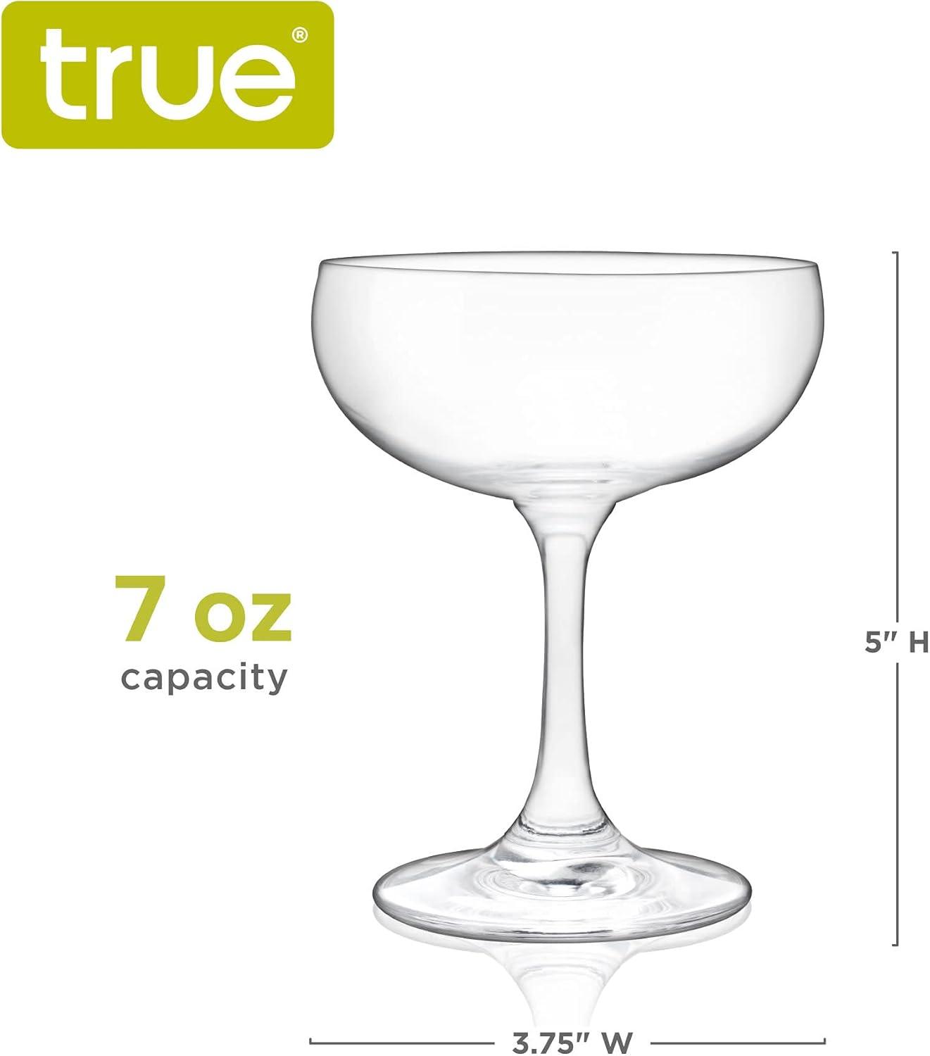 Clear 7 Oz Coupe Martini Cocktail Glasses, Set of 4