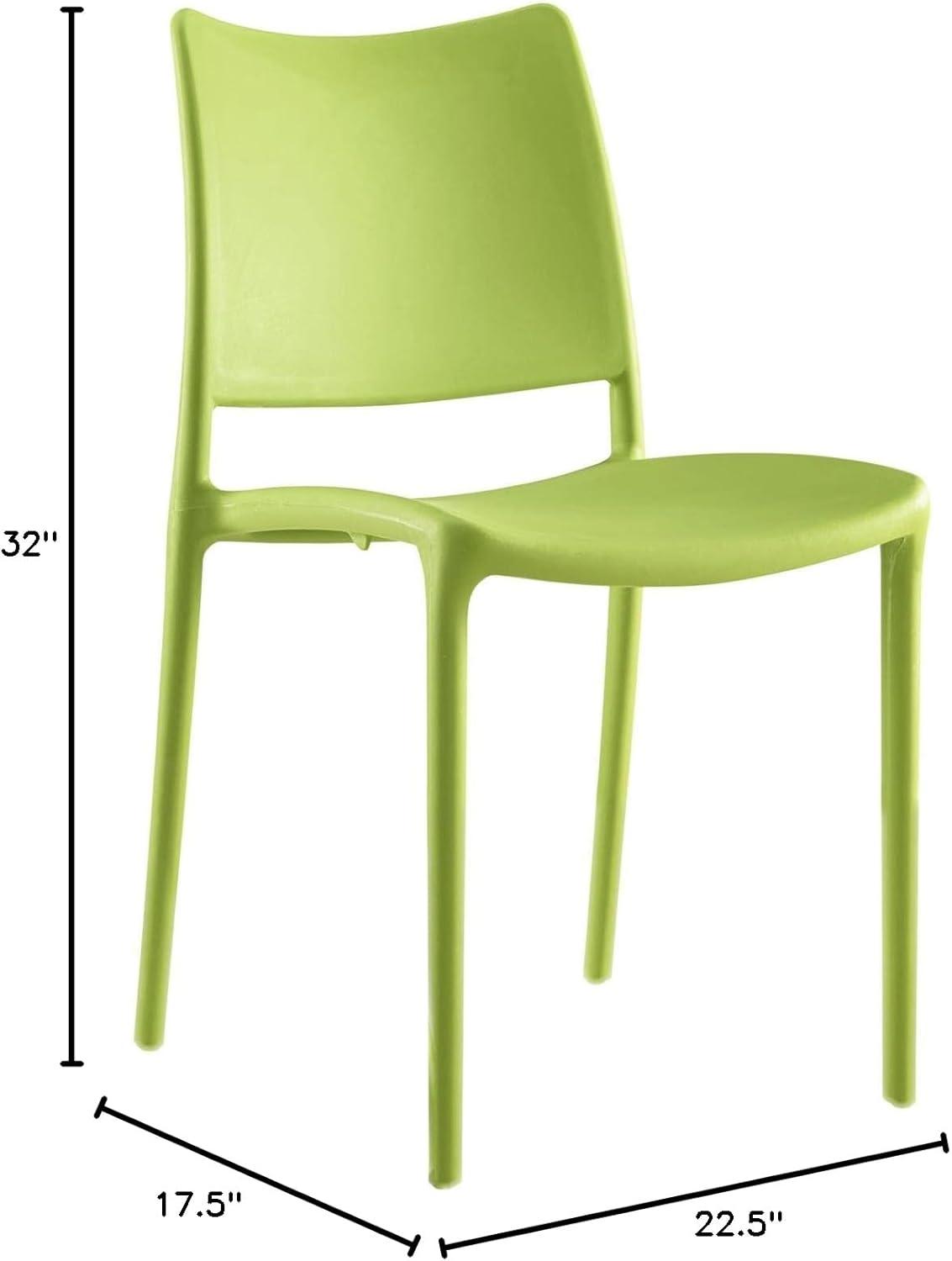 Modern Contemporary Dining Side Chair (Indoor and Outdoor), Green, Plastic