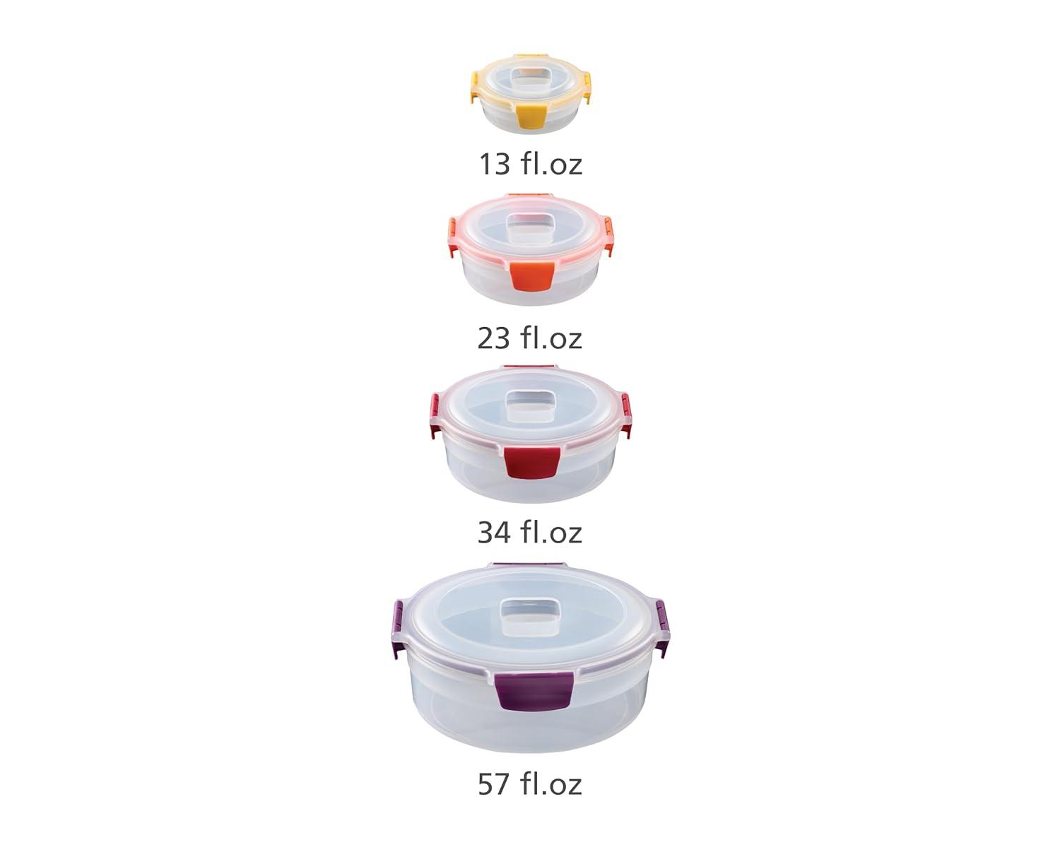 Joseph Joseph Joseph Joseph Nest Lock 8-Piece Round Food Storage Container Set, BPA Free