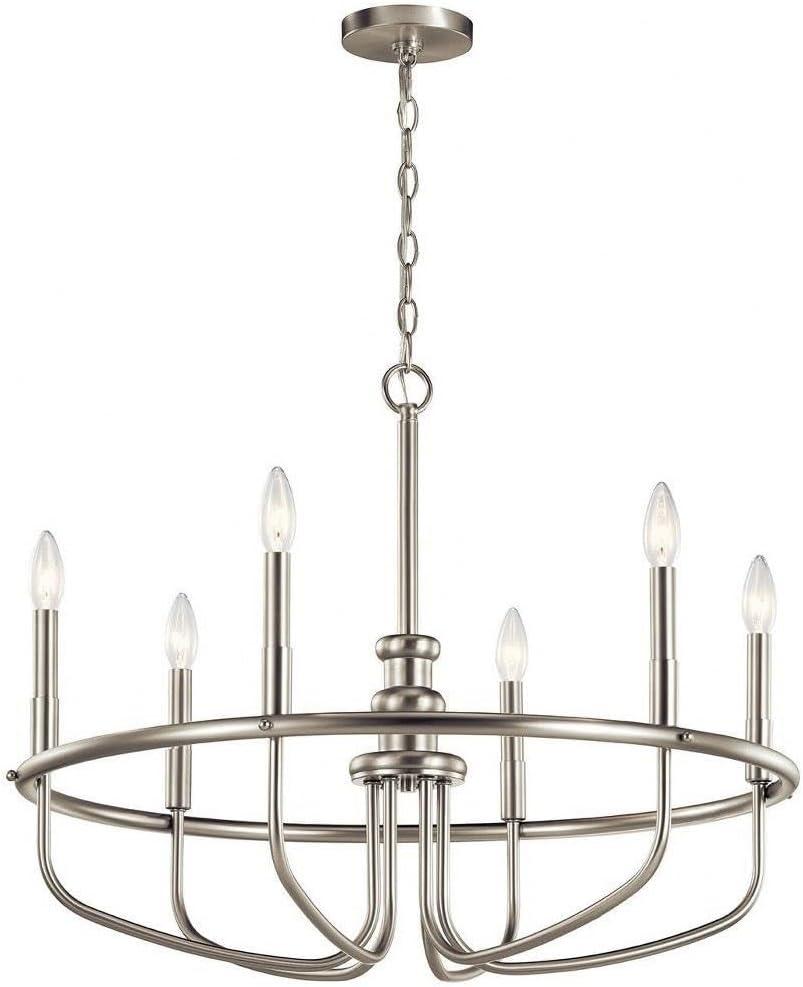 Brushed Nickel 6-Light Modern Candle Chandelier