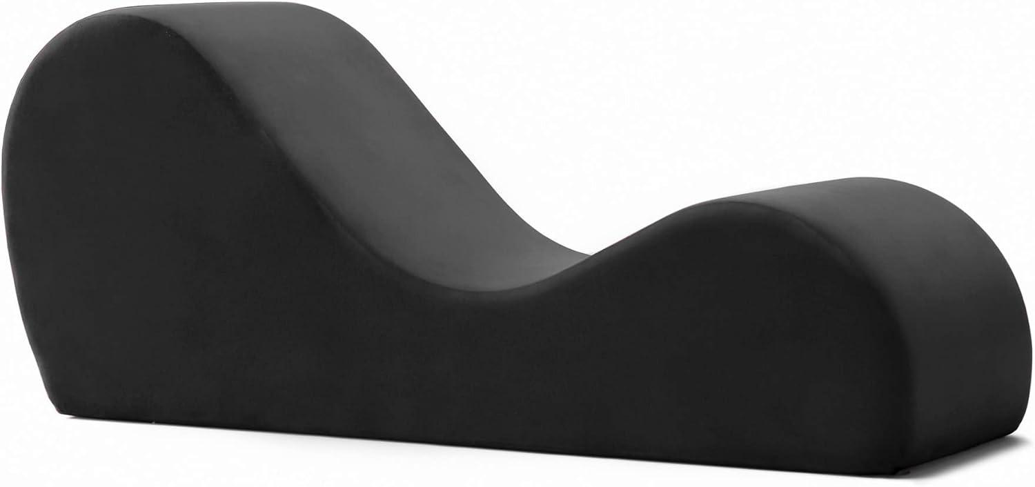 Black Microvelvet Armless Chaise Lounger with Polyurethane Foam