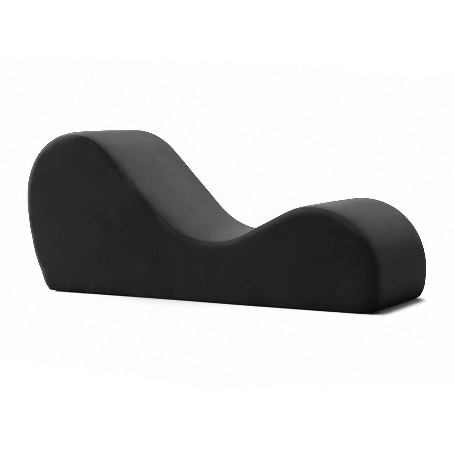 Black Microvelvet Armless Chaise Lounger with Polyurethane Foam
