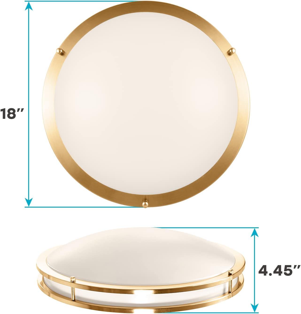 Elegant 18" Brushed Brass LED Ceiling Light with Color Select Feature