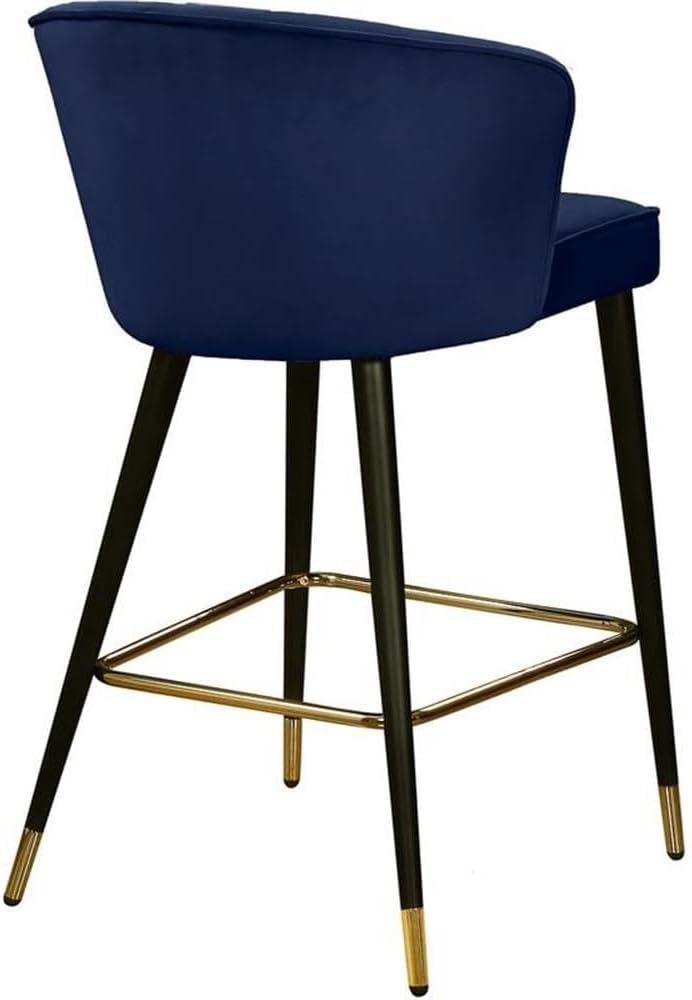 Meridian Furniture Cassie 28"H Velvet Bar Stool in Navy (Set of 2)