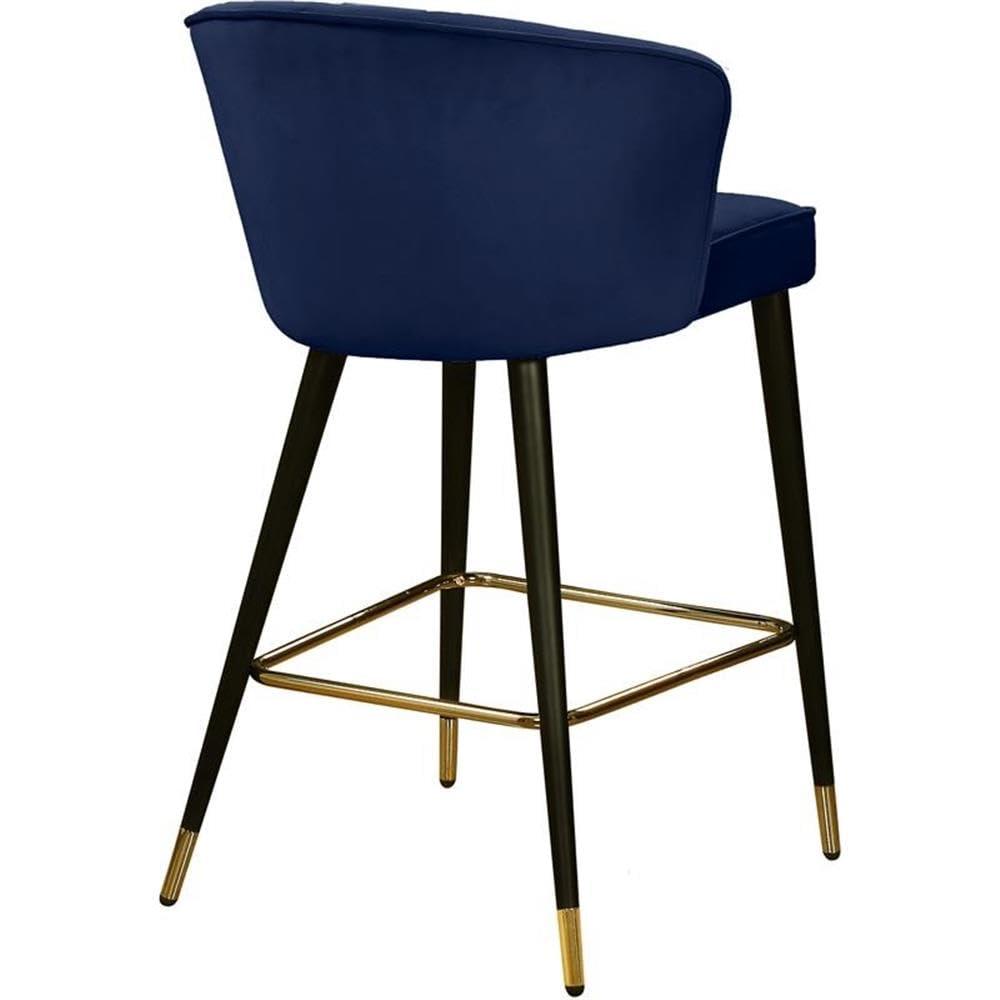 Meridian Furniture Cassie 28"H Velvet Bar Stool in Navy (Set of 2)