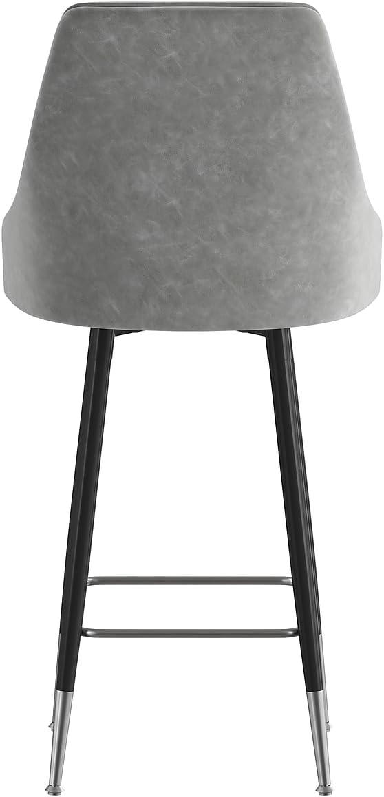 Flash Furniture Commercial Gray LeatherSoft Counter Height Stools with Chrome Accents - 2 Pack