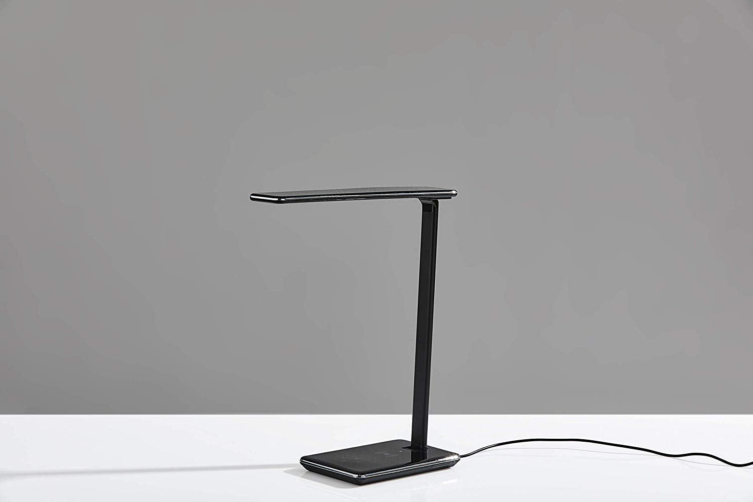 Glossy Black LED Desk Lamp with Touch Sensor and Wireless Charging