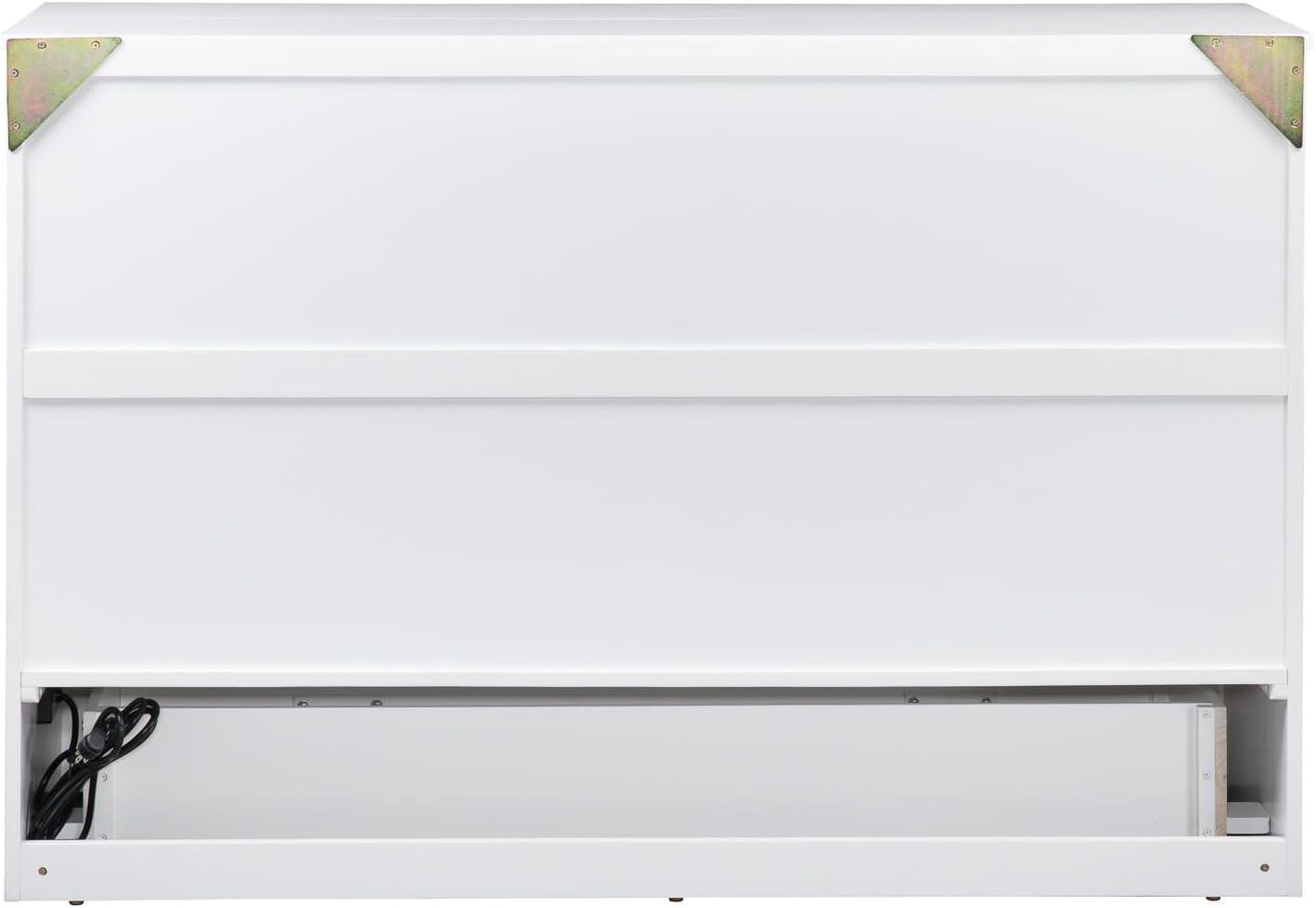 Queen Deerfield Murphy Bed Chest with Charging Station White - AFI: Space-Saving, Fold-Out Mattress, Elegant Design