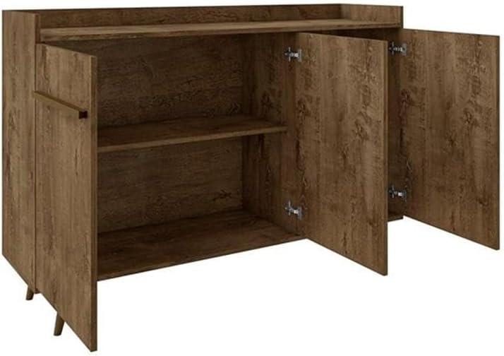 53.54" Bradley Buffet Stand Rustic Brown - Manhattan Comfort: Mid-Century Modern Sideboard, Fixed Shelves