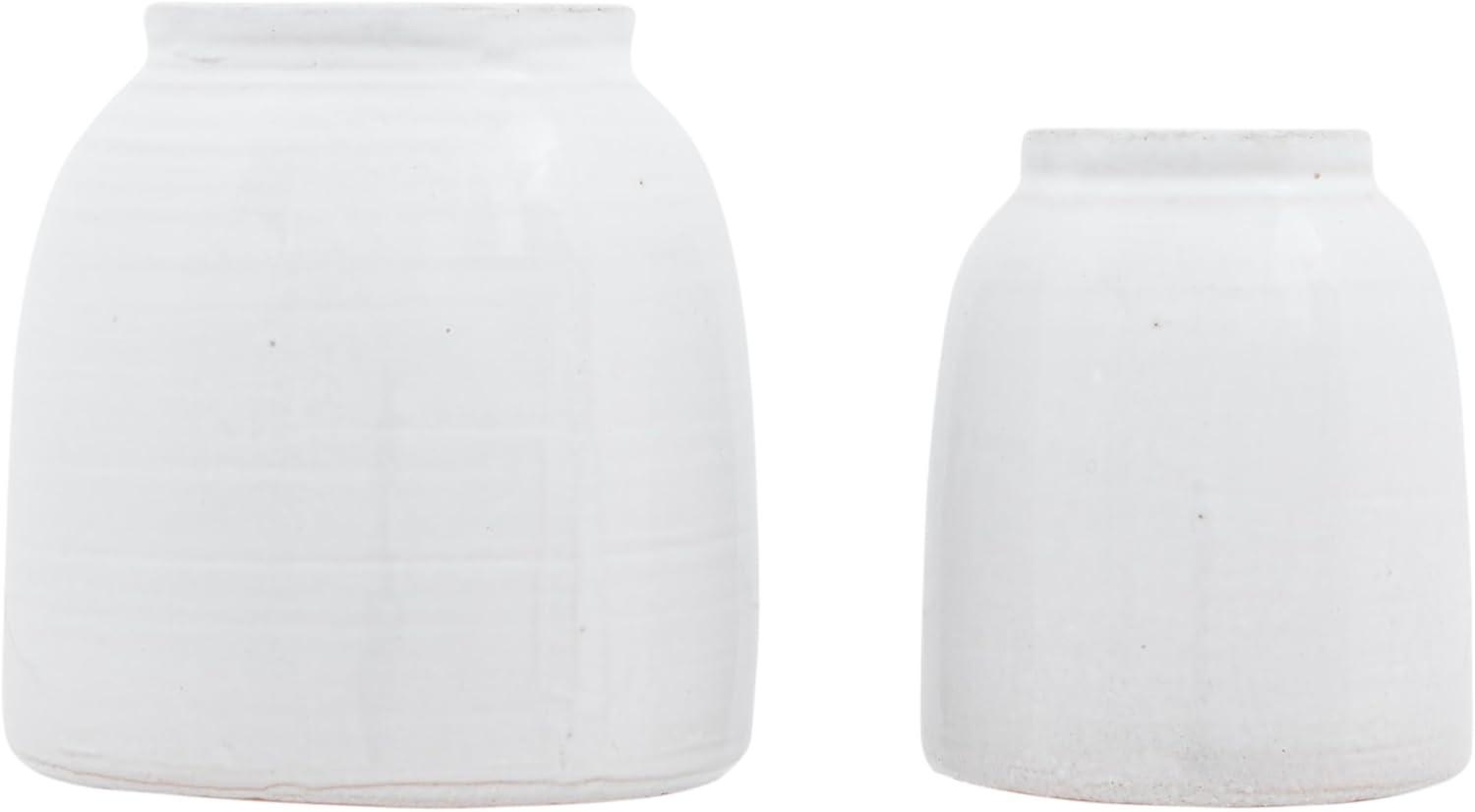 Creative Co-Op Decorative Terra-cotta Jar Vases, White, Set of 2