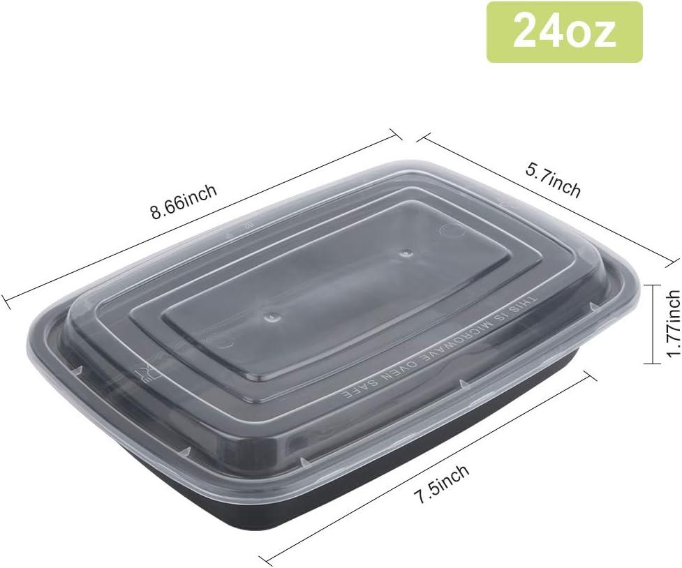 50 Pack Meal Prep Containers Reusable: 24 oz Food Prep Containers with Lids Leakproof, Food Storage Containers Stackable To Go Food Containers, Take Out Containers Microwave Freezer Dishwasher Safe