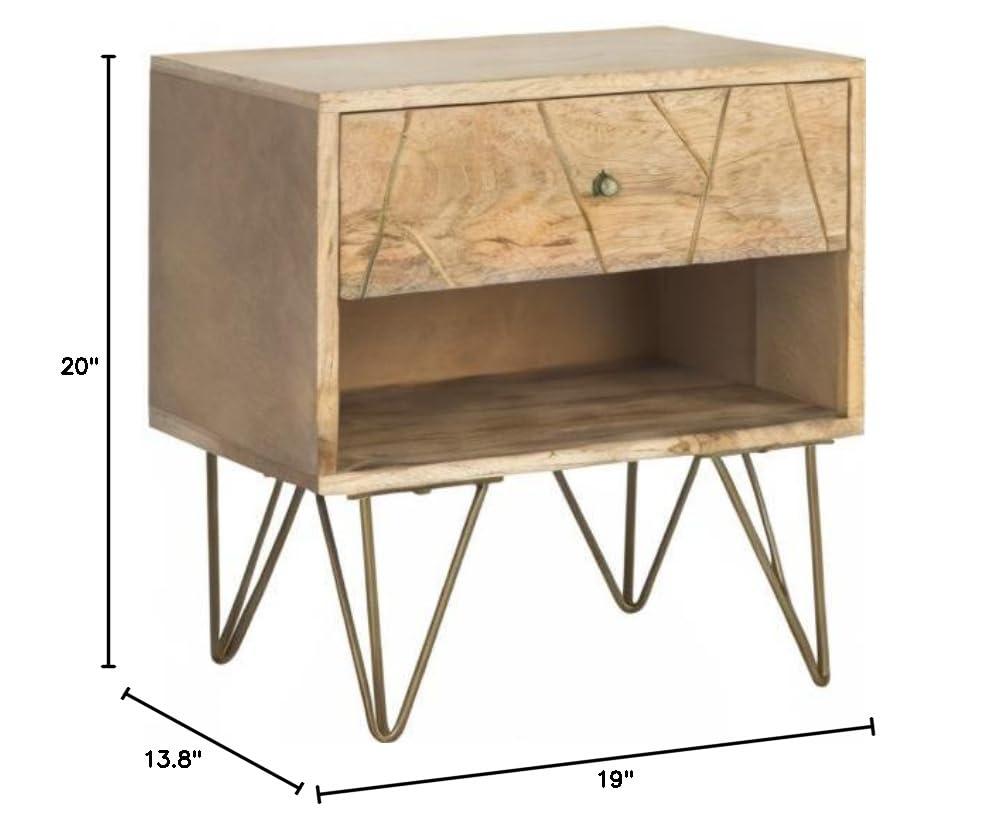 SAFAVIEH Marigold Mid-Century 1 Drawer Nightstand, Natural