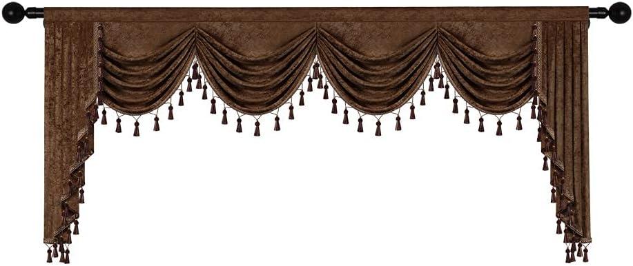 Gold Chenille Waterfall Valance with Rod Pocket