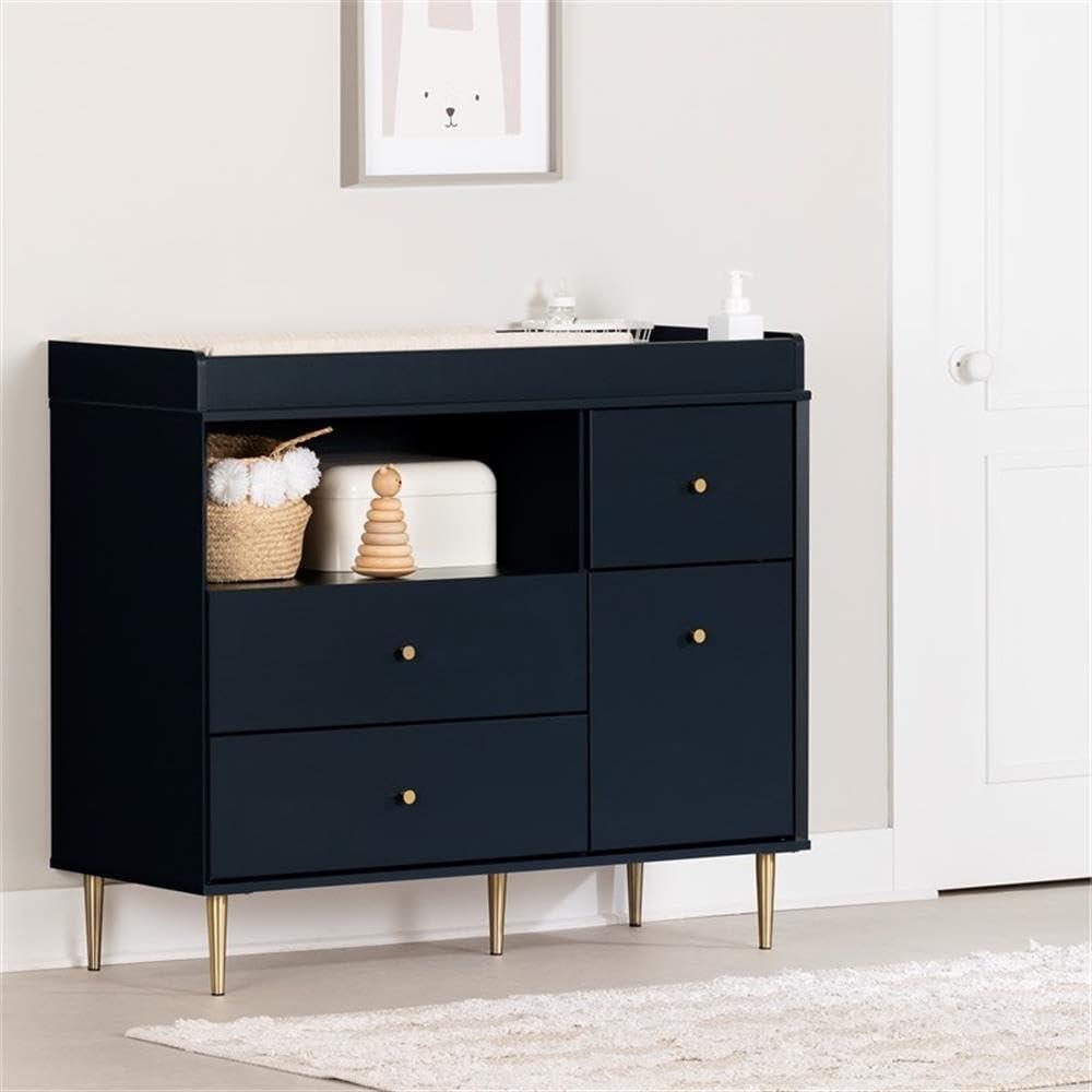 Maykoosh Rococo Radiance Changing Table With Drawers And Open Storage Navy Blue
