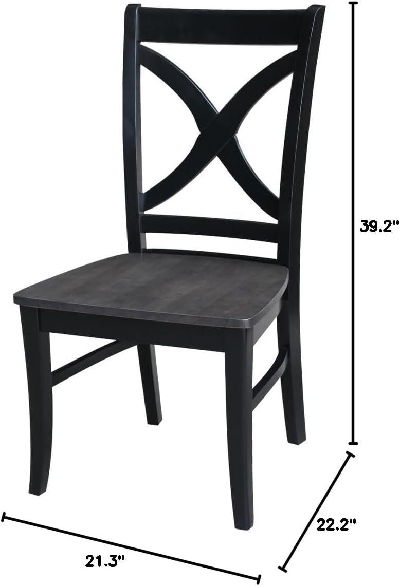 Black High Cross Back Solid Wood Dining Chair