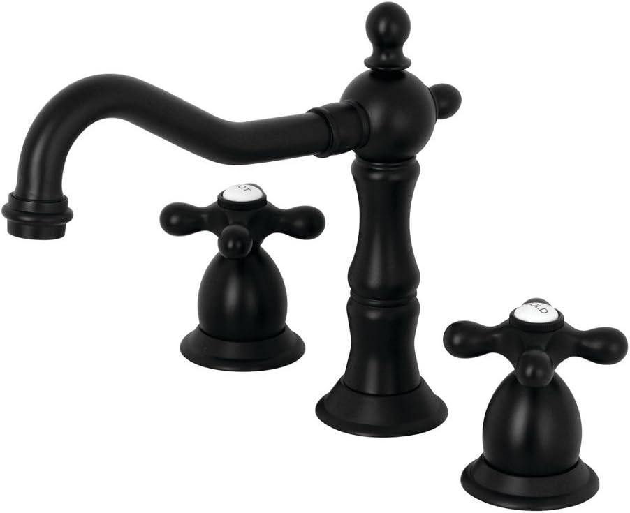 Kingston Brass KS1970AX Kingston Brass Heritage Two-Handle 3-Hole Deck Mount Widespread Bathroom Faucet with Brass Pop-Up Drain