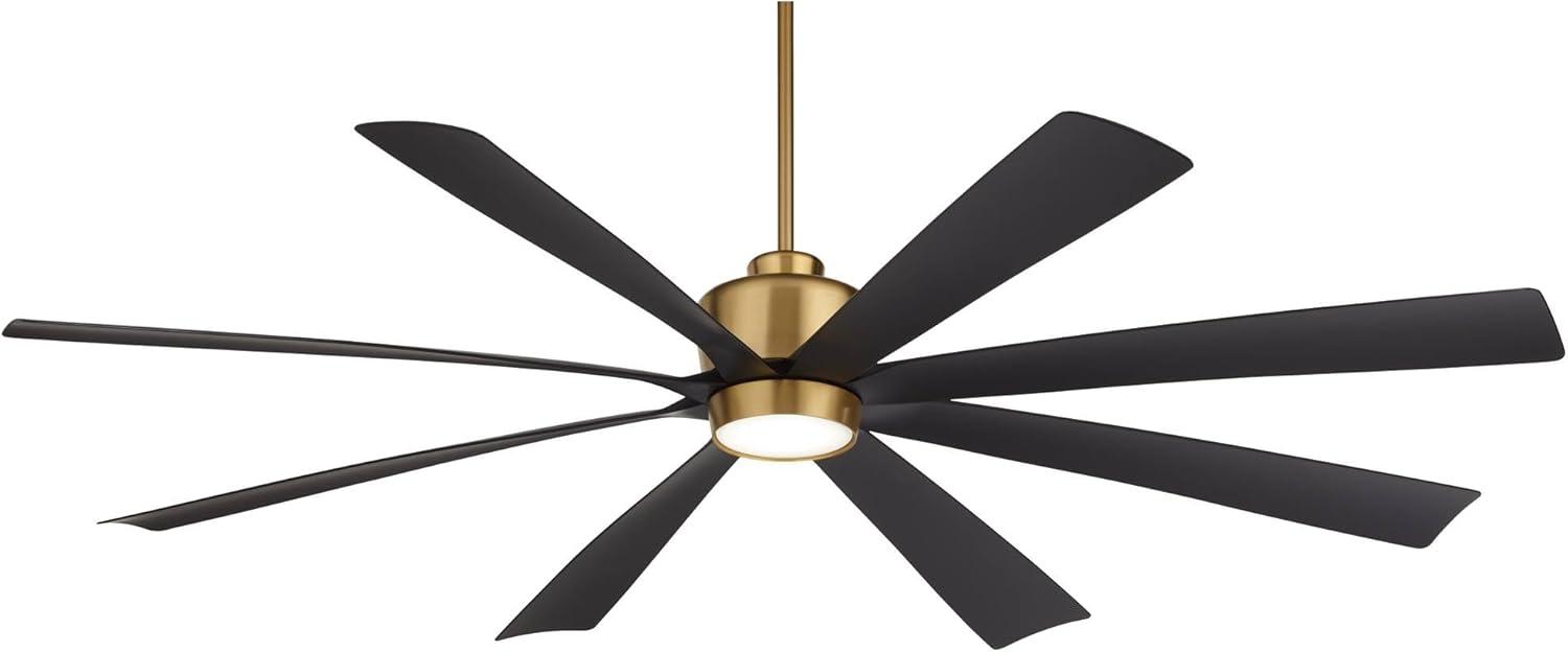 72'' Antique Brass and Black 8-Blade LED Ceiling Fan with Remote