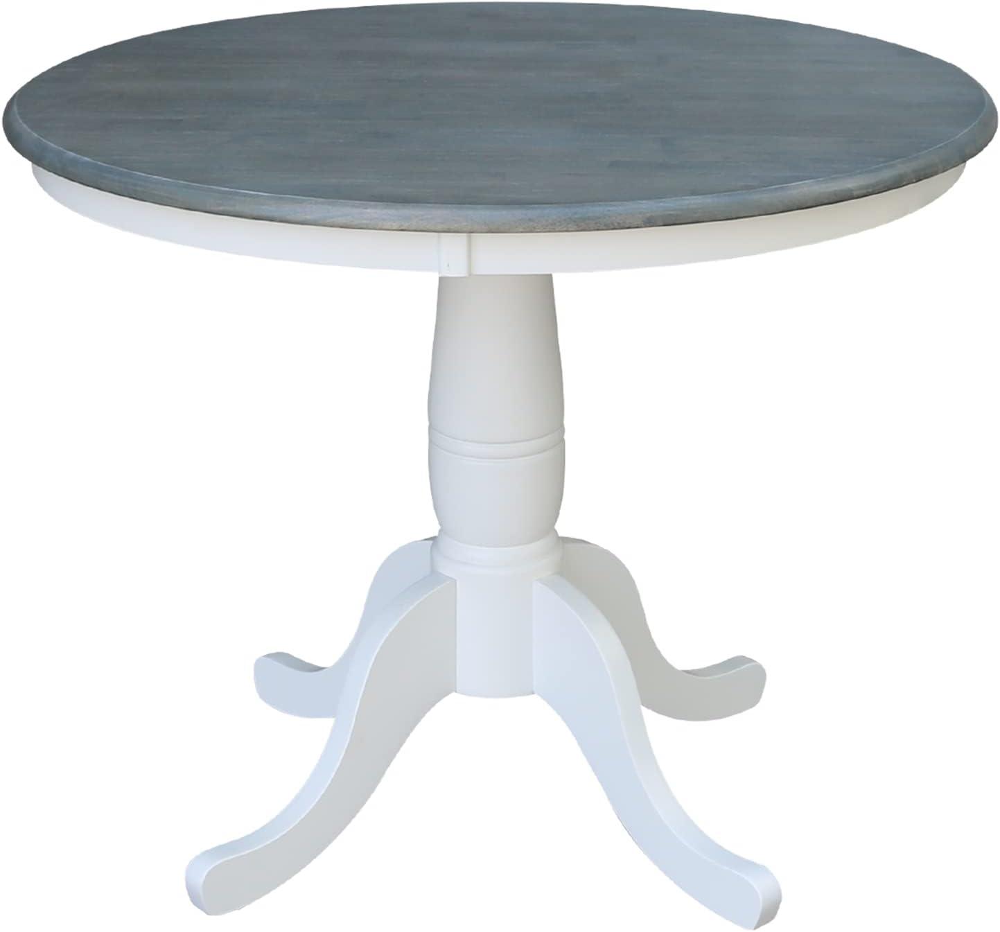 International Concepts 36 inches Round Top Pedestal Table - Dining Height - White/Heather Gray