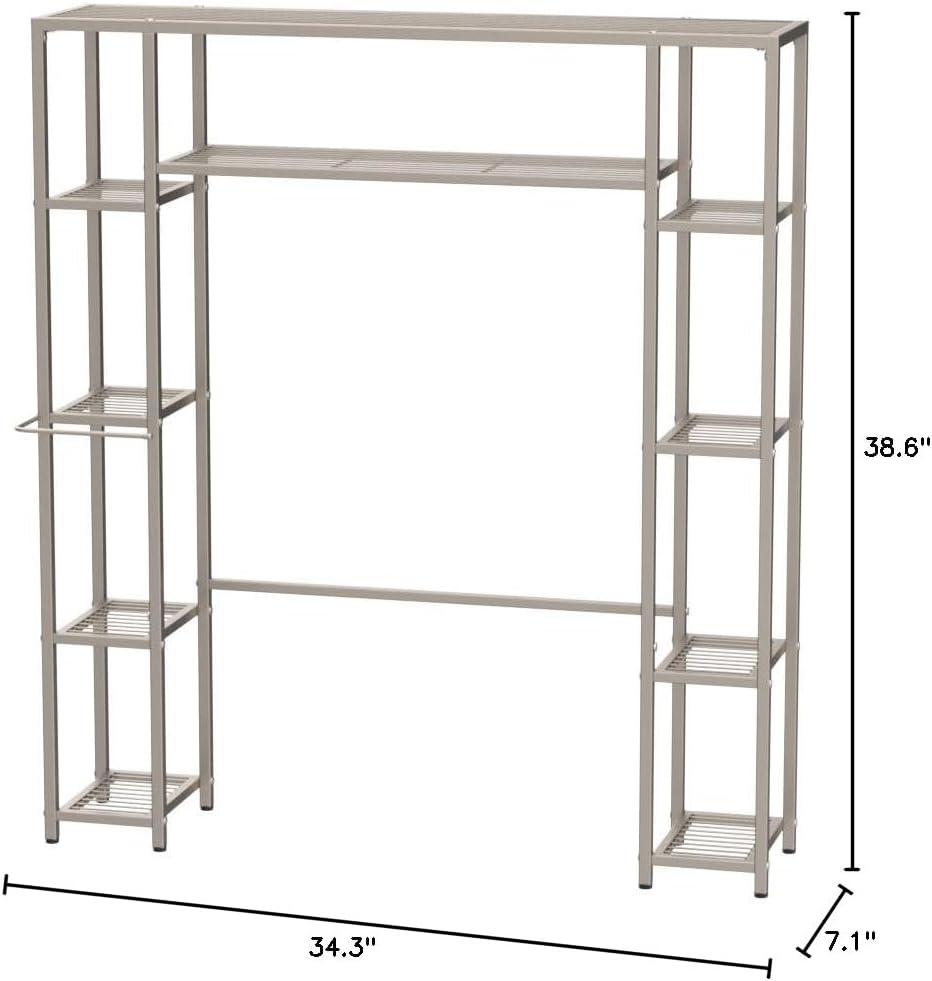 Honey-Can-Do 5-Tier Over the Toilet Steel Storage Shelf Silver: Space Saver, Fixed Shelves, Anti-Tip Design