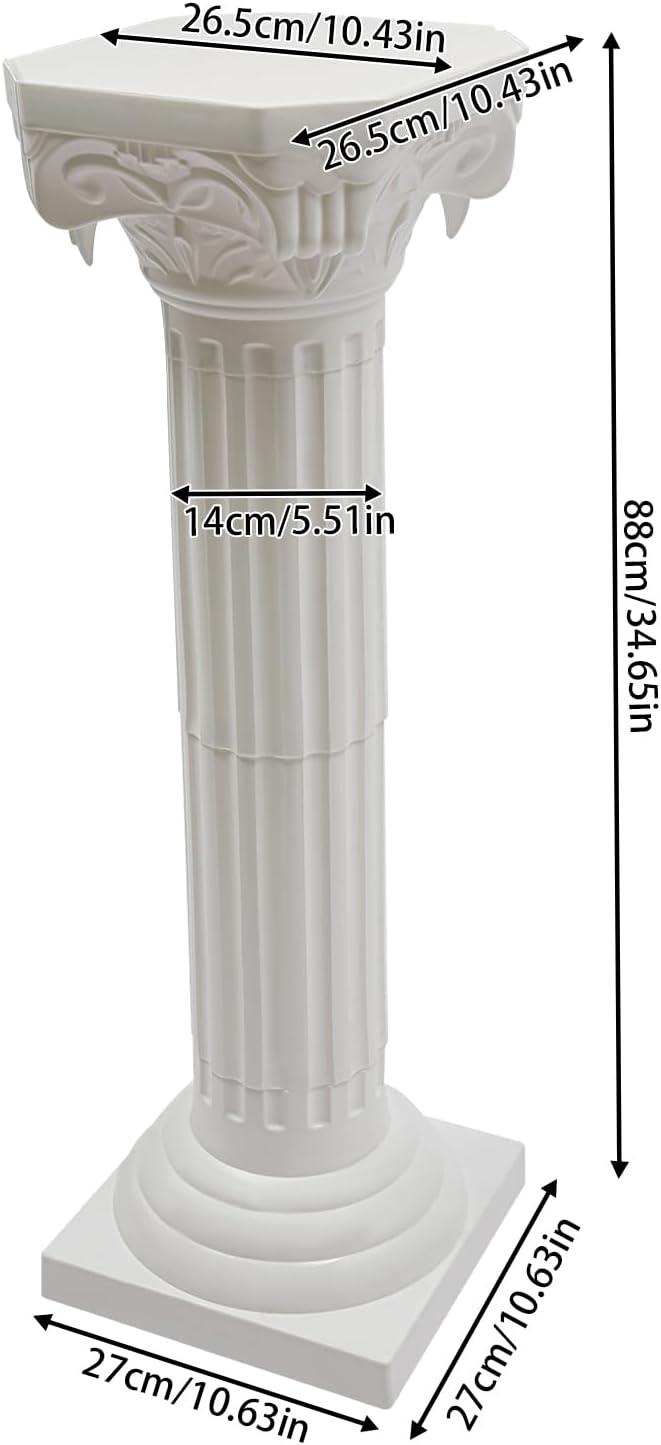 Roman Columns Plastic Wedding Stand Pillar Greek Statue Plant Stand Elegant Event Party Decorative Pedestal Flower Pot Holder Decor (4Pcs, 11.81x35.43 Inch)