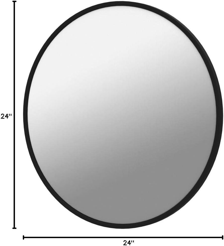 Better Bevel 24” x 24” Black Rubber Framed Mirror | Round Bathroom Wall Mirror