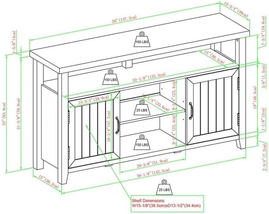 Rustic Oak Grooved-Door Tall TV Stand with Cabinet