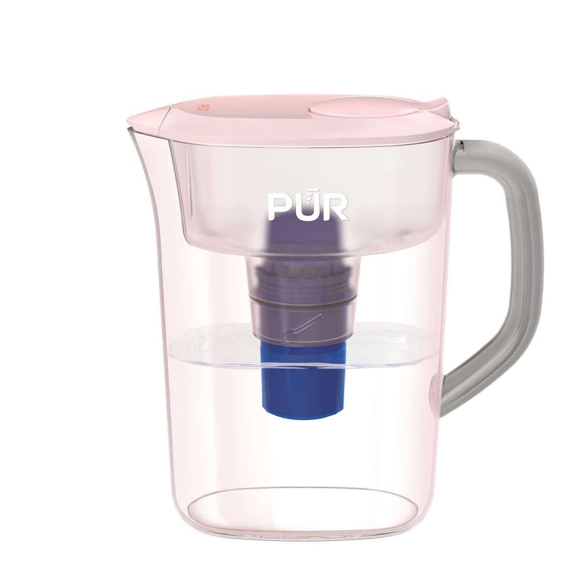 PUR 7 Cup Water Pitcher Filtration System Blush PPT700P: BPA-Free, Dishwasher-Safe, Filters Pesticides & Chlorine