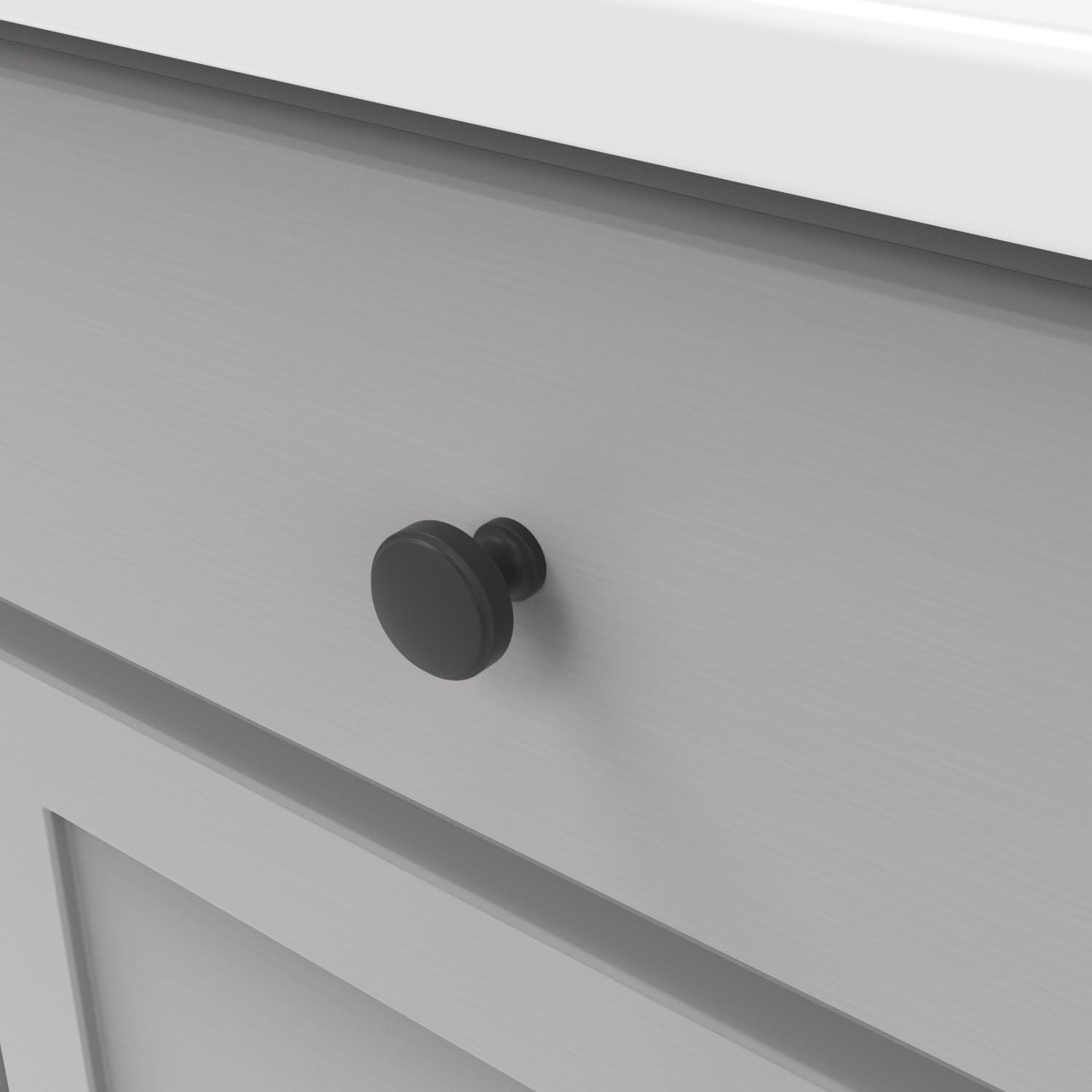 Matte Black Round Cabinet Knob with Mounting Hardware