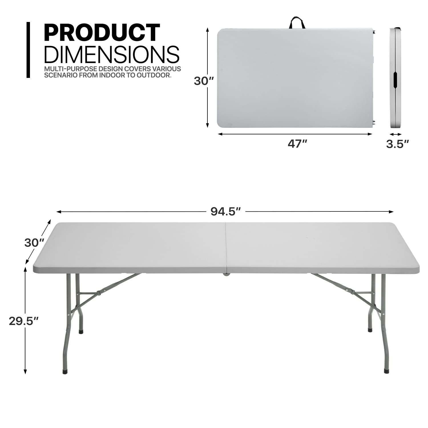Plastic Folding Card Table, Indoor Outdoor Portable Picnic Table with Carrying Handle for Camping