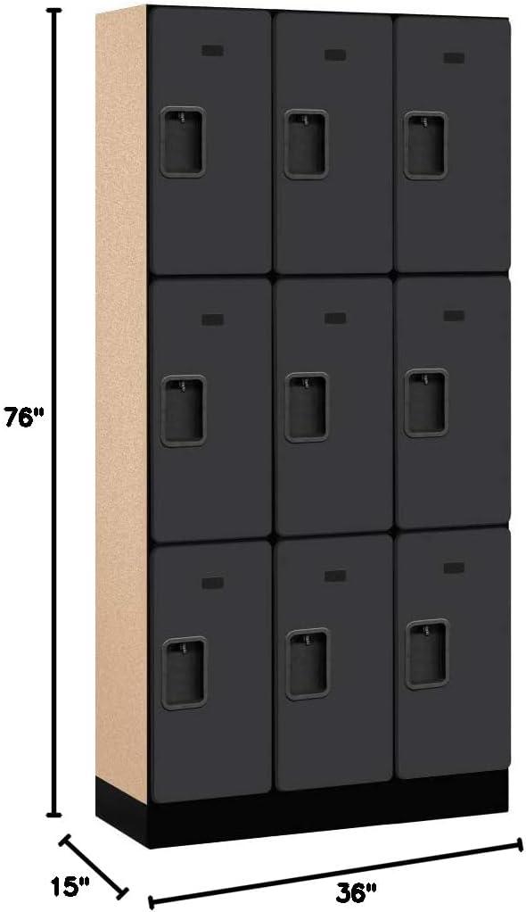 Black Triple Tier Lockable Wood Locker with Ventilation