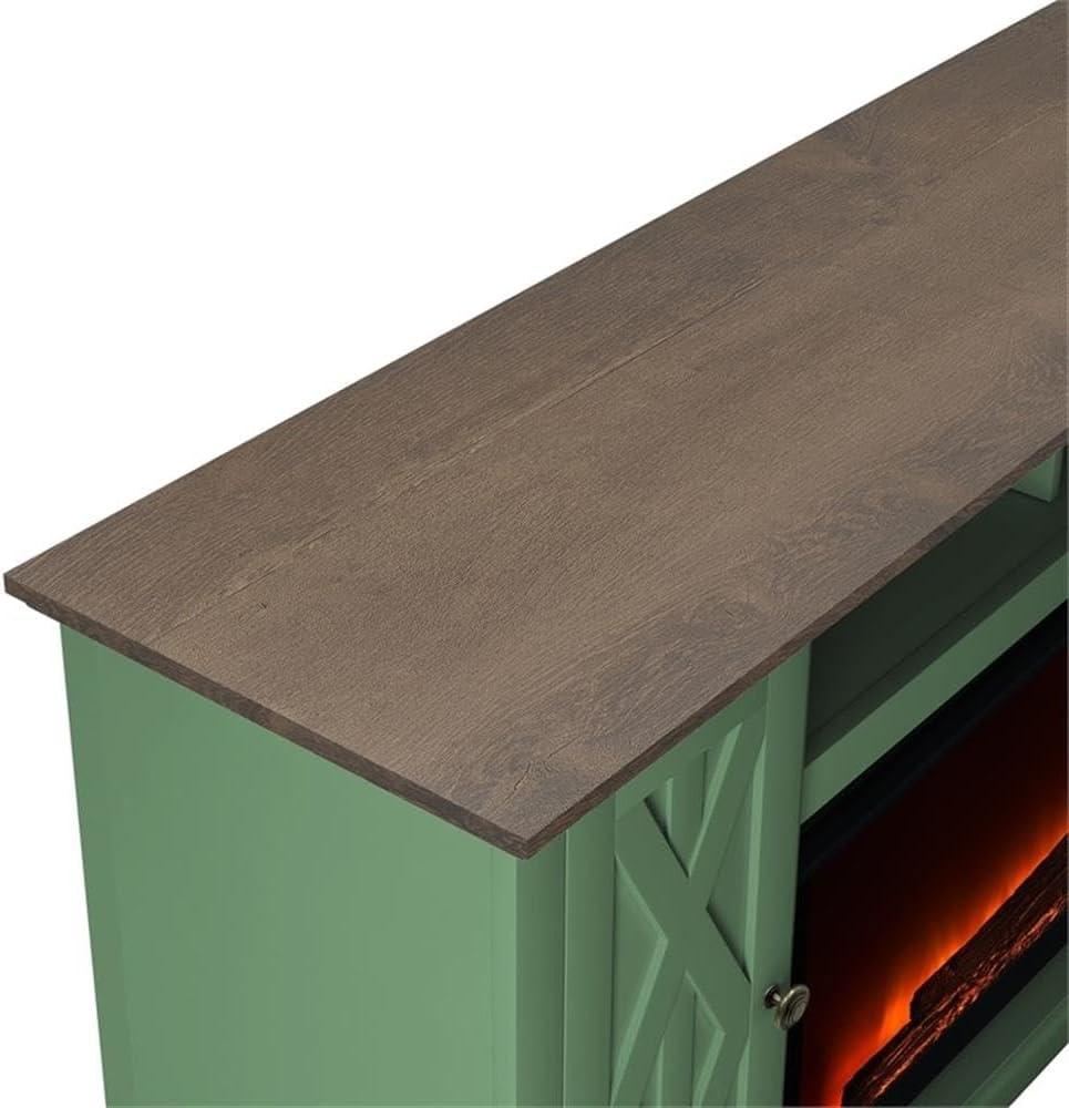 LIVILAND 68 in. TV Stand Media Console for TV up to 75 in. w/ Fireplace - Green
