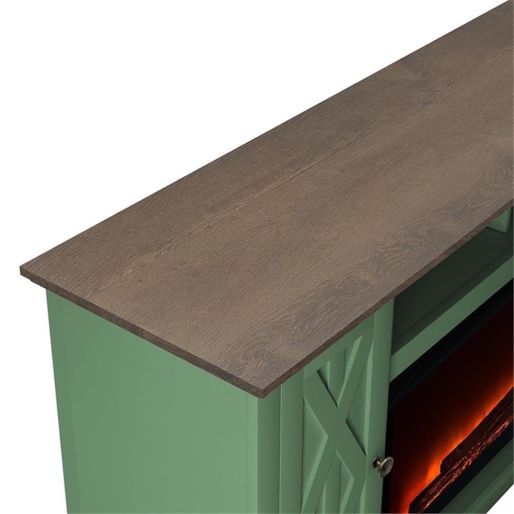 LIVILAND 68 in. TV Stand Media Console for TV up to 75 in. w/ Fireplace - Green