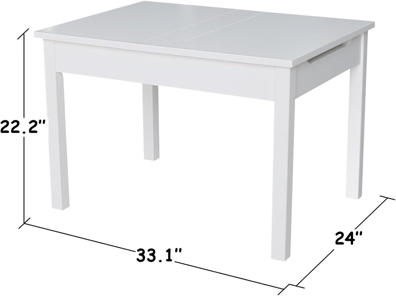 International Concepts Table With Lift Up Top For Storage, White