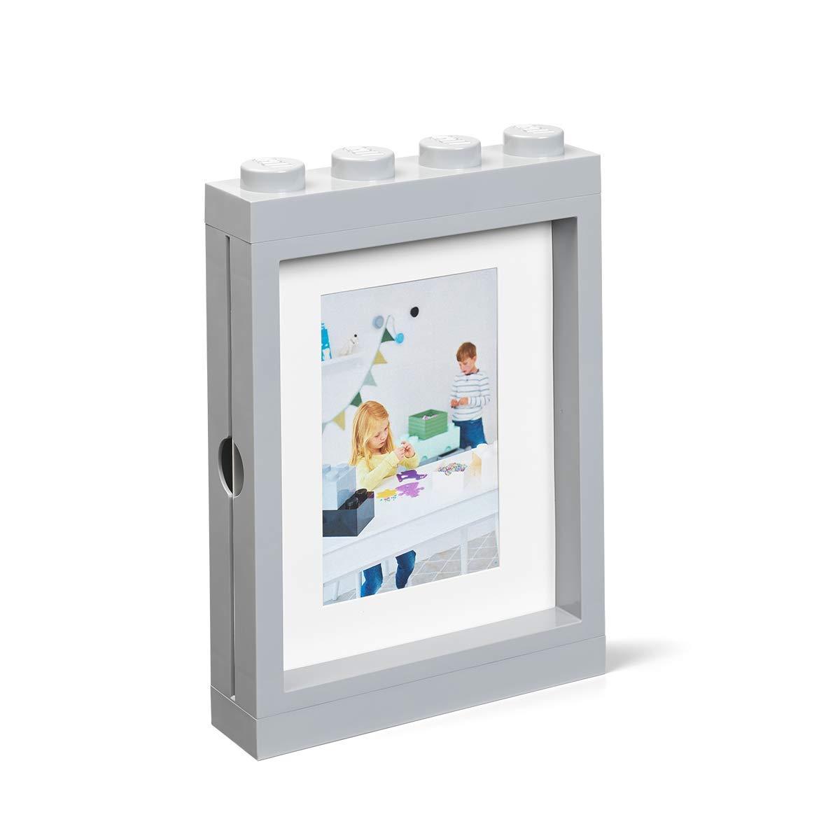 Room Copenhagen Lego Picture Frame - Stackable, Tabletop or Wall Display Photo Frame - Grey