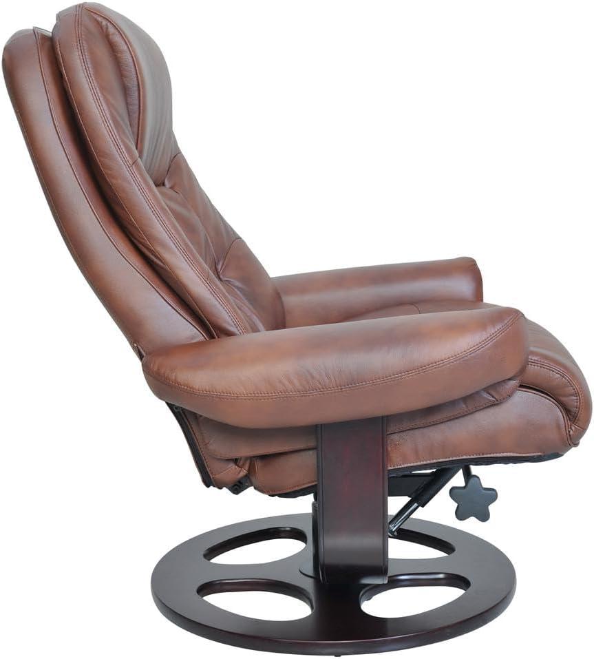 Bowery Hill Contemporary Leather Recliner in Vintage Brown Finish
