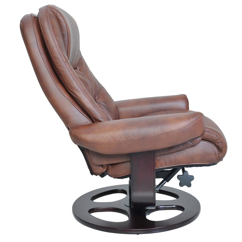 Bowery Hill Contemporary Leather Recliner in Vintage Brown Finish