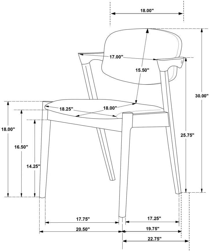 Coaster Malone Open Back Fabric Dining Chairs in Gray