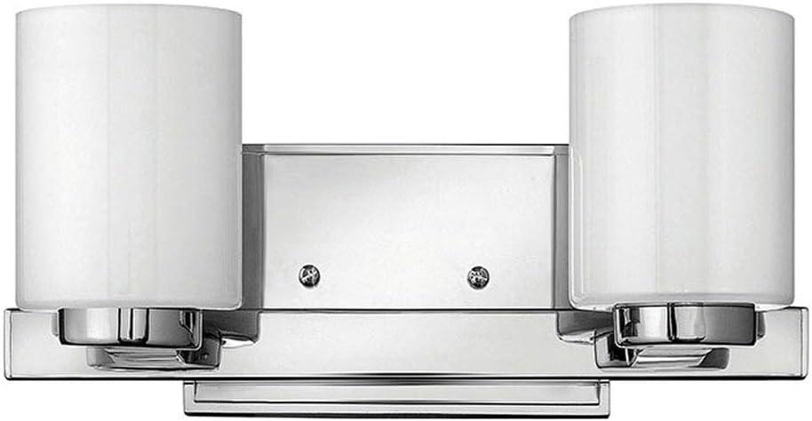 Chrome 2-Light Dimmable Bathroom Vanity Fixture with Opal Glass Shades