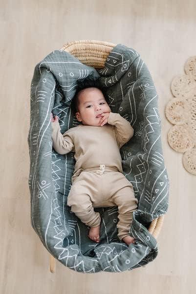 Mebie Baby Muslin Quilt, Taupe Checkered, 100% Cotton Blanket for Girls and Boys, Newborns, Babies, Toddlers, Soft Swaddle, 47"x47"