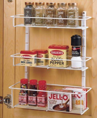 ClosetMaid Adjustable 3 Shelf Spice Rack Organizer Kitchen Pantry Storage for Cabinet Door or Wall Mount with Metal Shelves, White