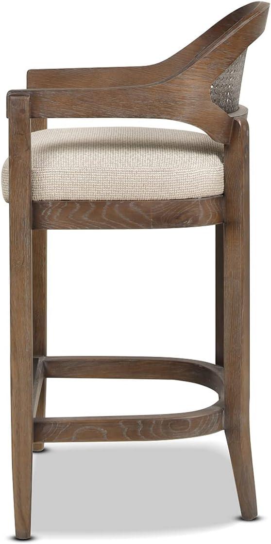 Jennifer Taylor Home Americana Mid-Century Modern 26" Cane Back Counter Stool, Taupe Beige Textured Weave