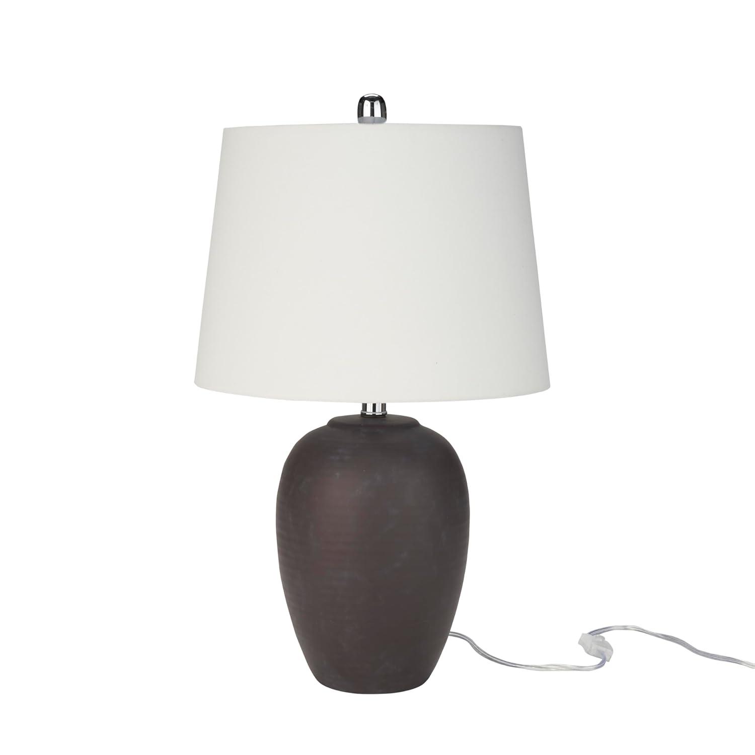 23" Egglplant Purple Unglazed Ceramic Urn Table Lamp - Nourison