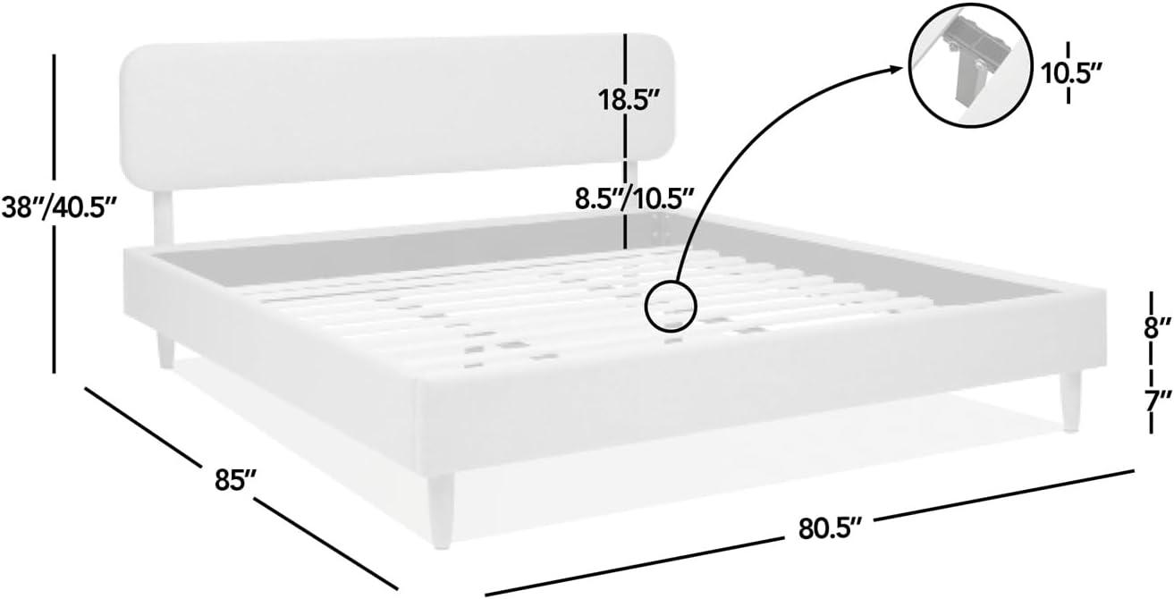 Jennifer Taylor Home Diego Low Upholstered Platform Bed, King, Light Grey Polyester