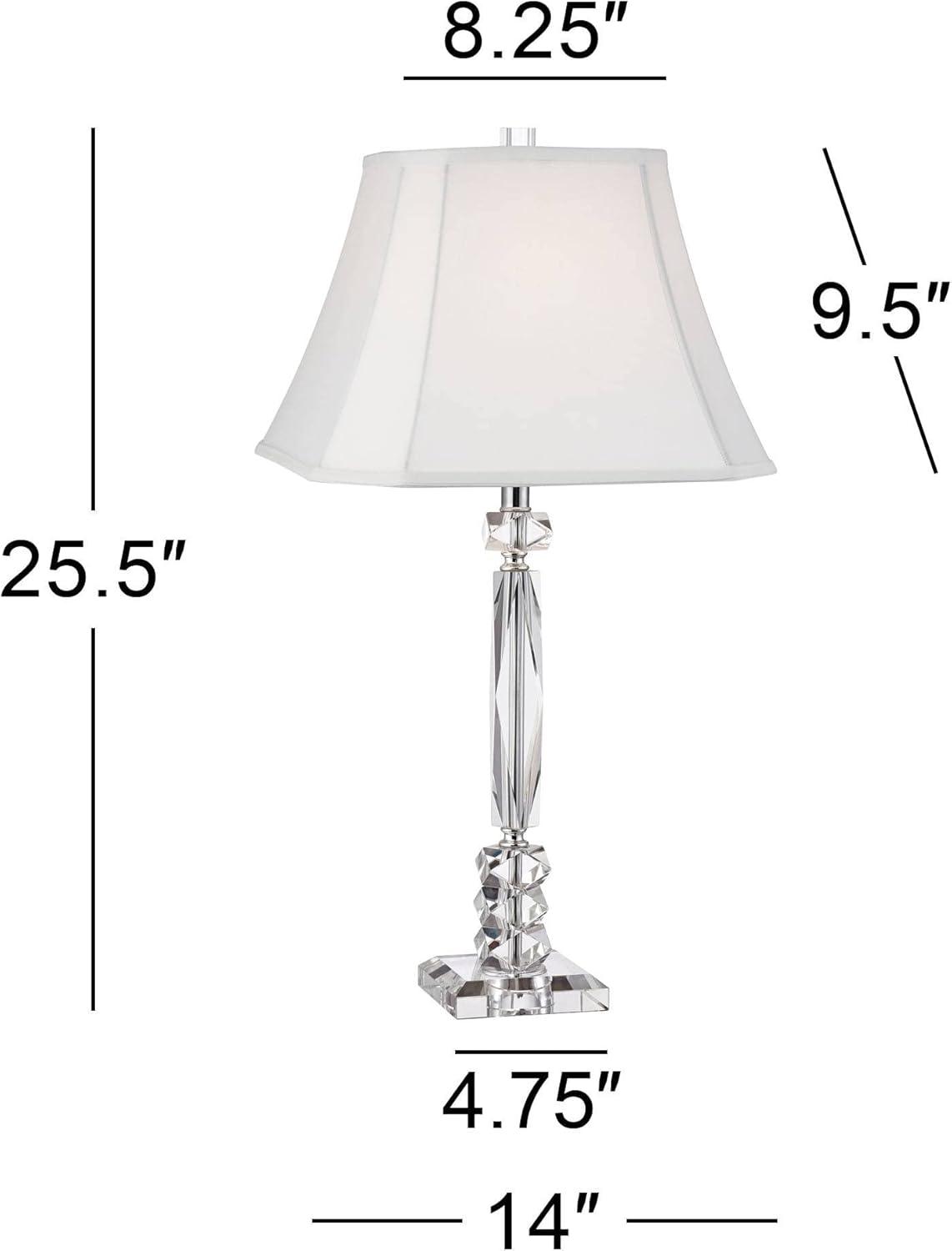 Vienna Full Spectrum Traditional Table Lamps 25 1/2" High Set of 2 Crystal Cut Column Geneva White Square Shade for Bedroom Living Room Bedside Office