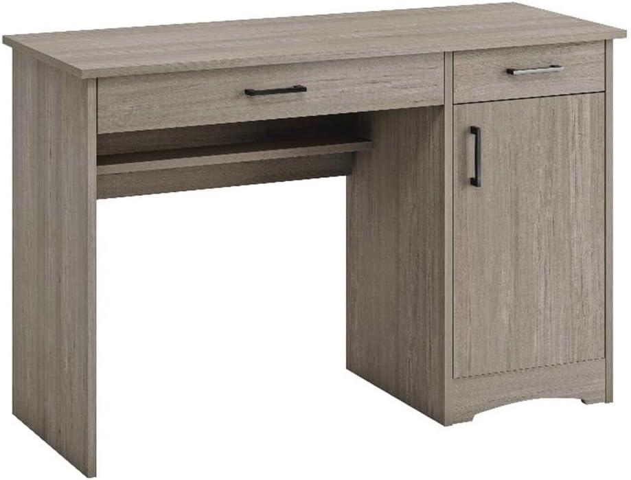 BeginningsHome Office Desk with Drawers Silver Sycamore - Sauder: Retro-Industrial Design, MDF Frame