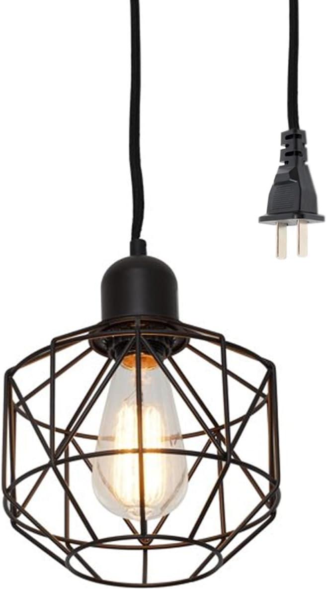 Bronze Geometric Cage Swag Pendant Light 9.75"