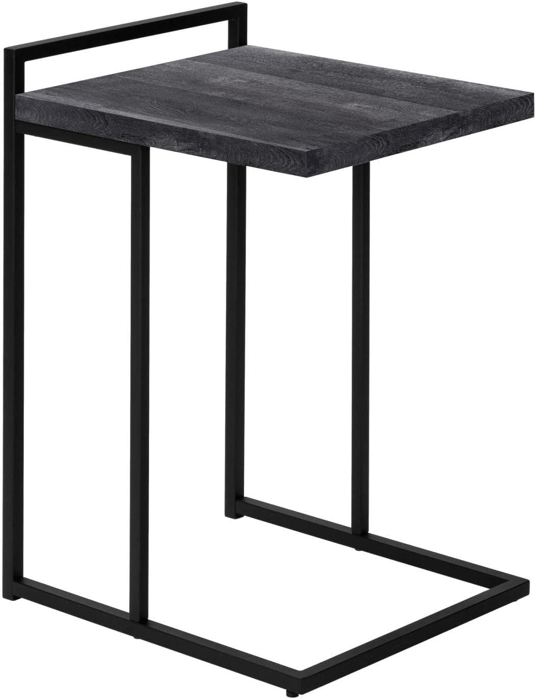 Accent Table C-shaped End Side Snack Living Room Bedroom Metal Black